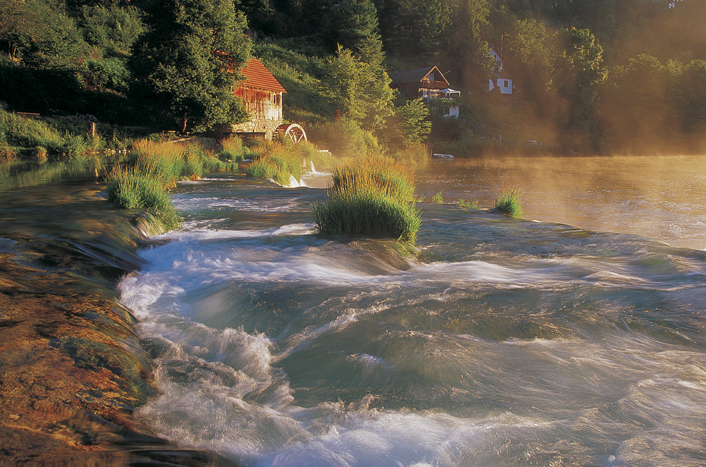 mrežnica, river, waterfall, lake