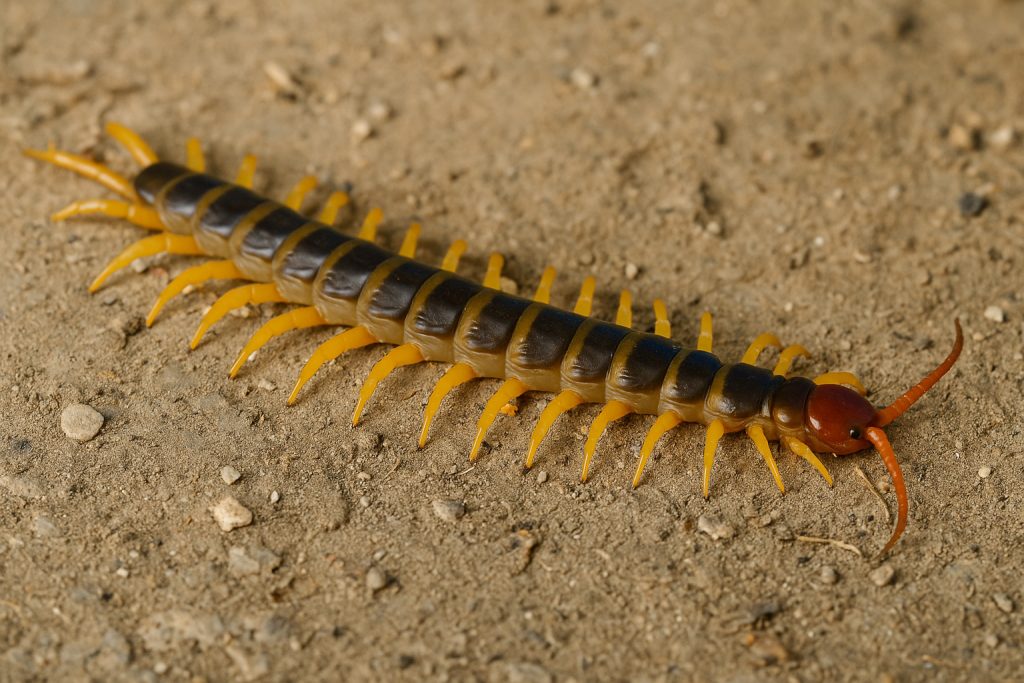 dangerous animals in croatia, black-and-yellow centipede (Scolopendra cingulata)