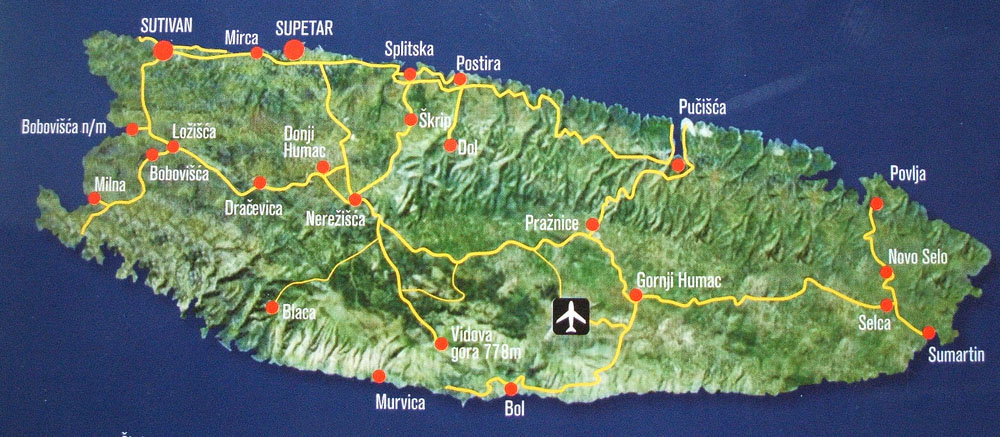 brač, brac,map