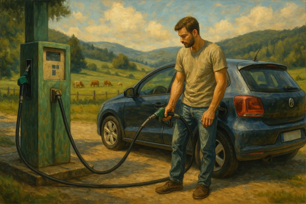 gas station, countryside, croatia